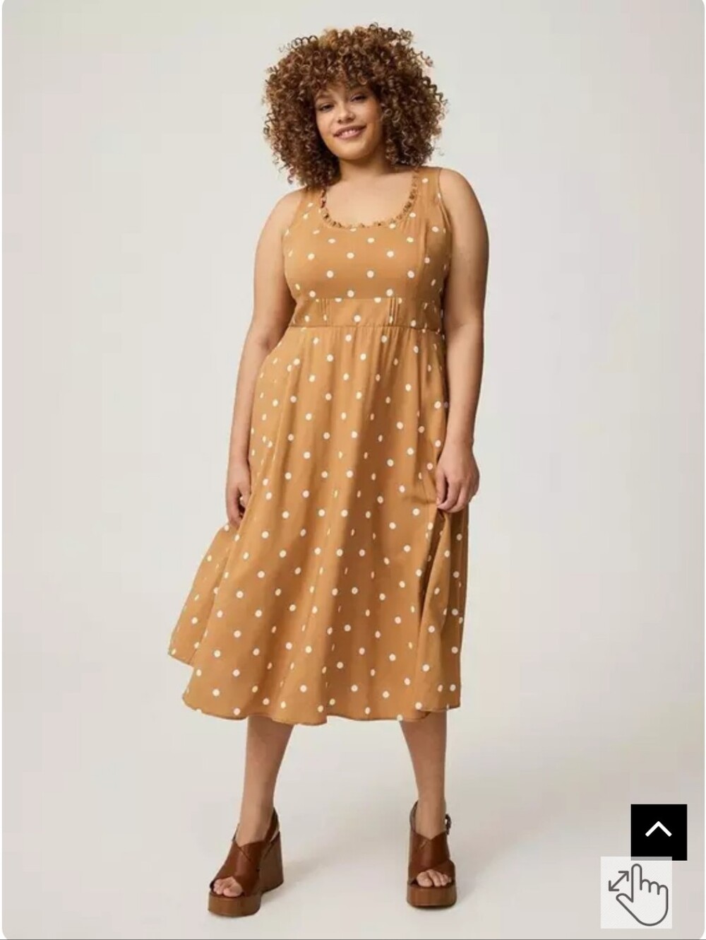 torrid Tan Polka Dot Babydoll Midi Dress